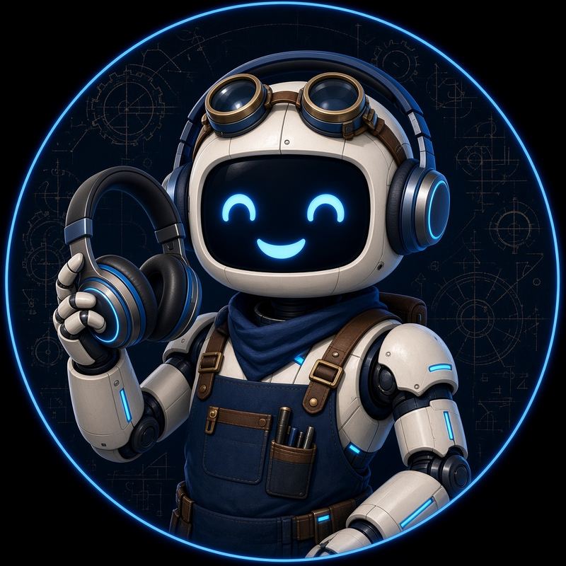 Robot de FRIKI LABS con unos auriculares puestos
